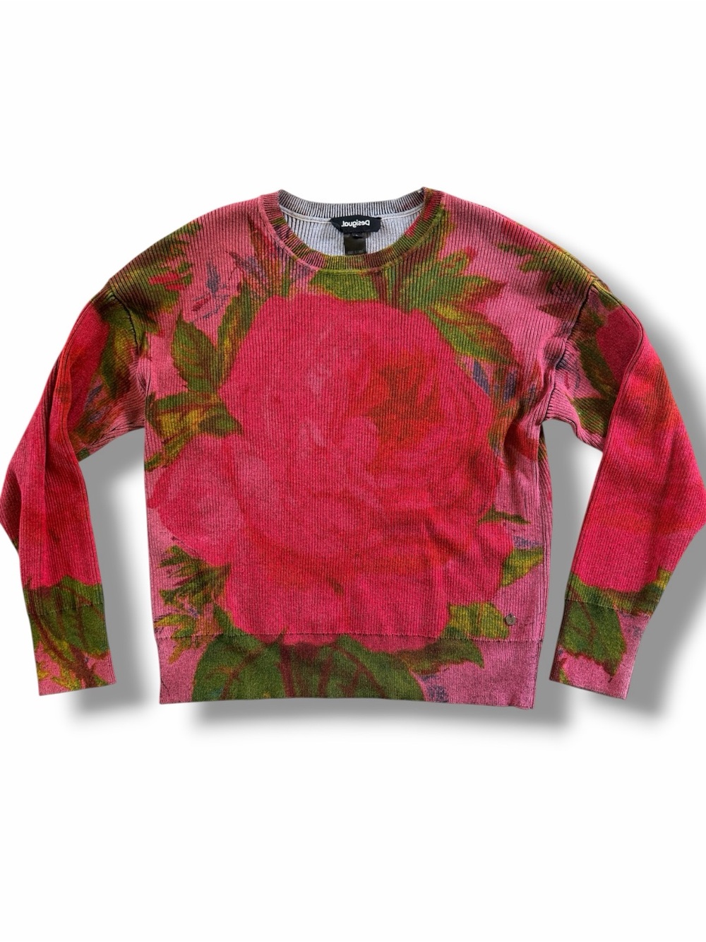 Desigual Knit Flower Ribbed Sweater Size Large - Picture 2 of 9